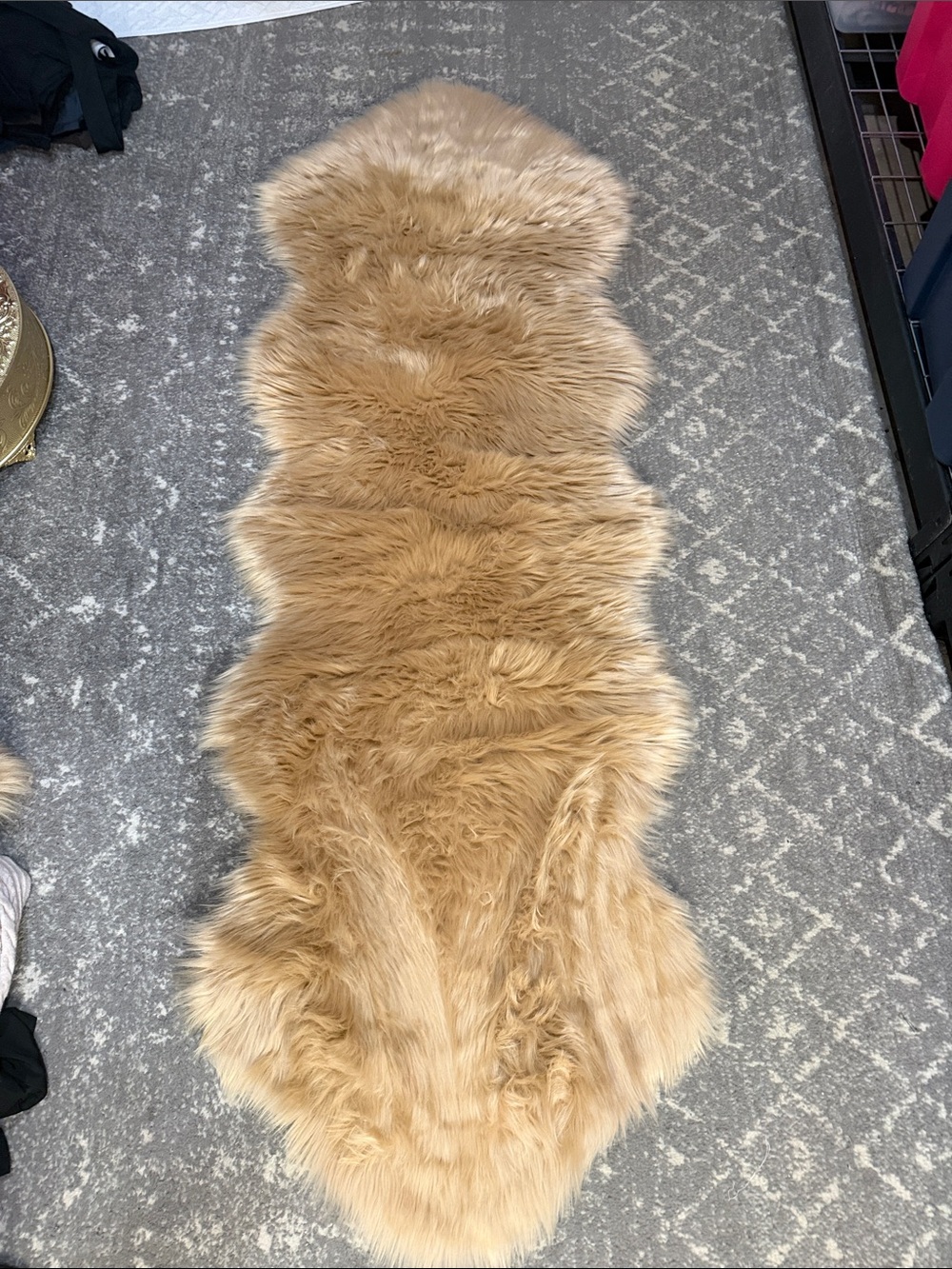 Bundle of (2) Plush Tan Faux Fur Accent Rug – Luxurious Soft Throw
